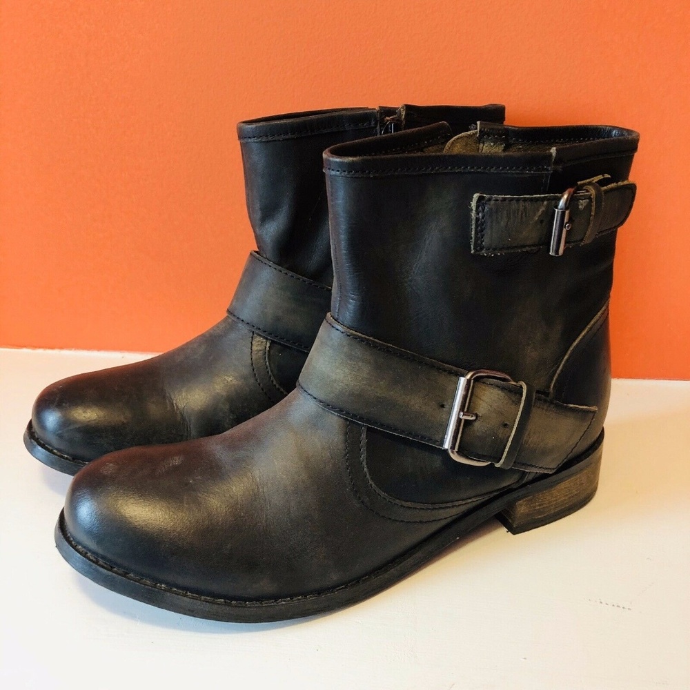 WOOLWORTH moto Roper Short Black Ankle Boots 7